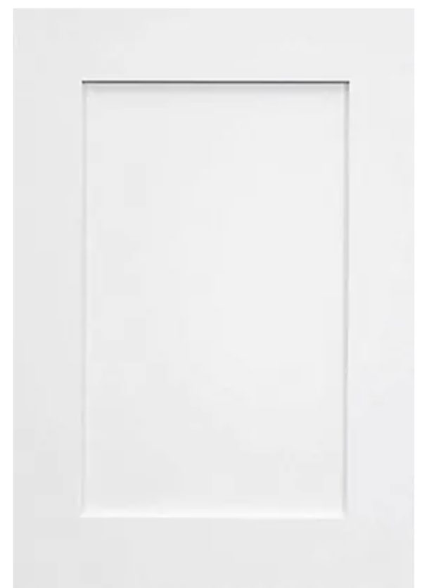 White one-piece shaker door in thermofoil
