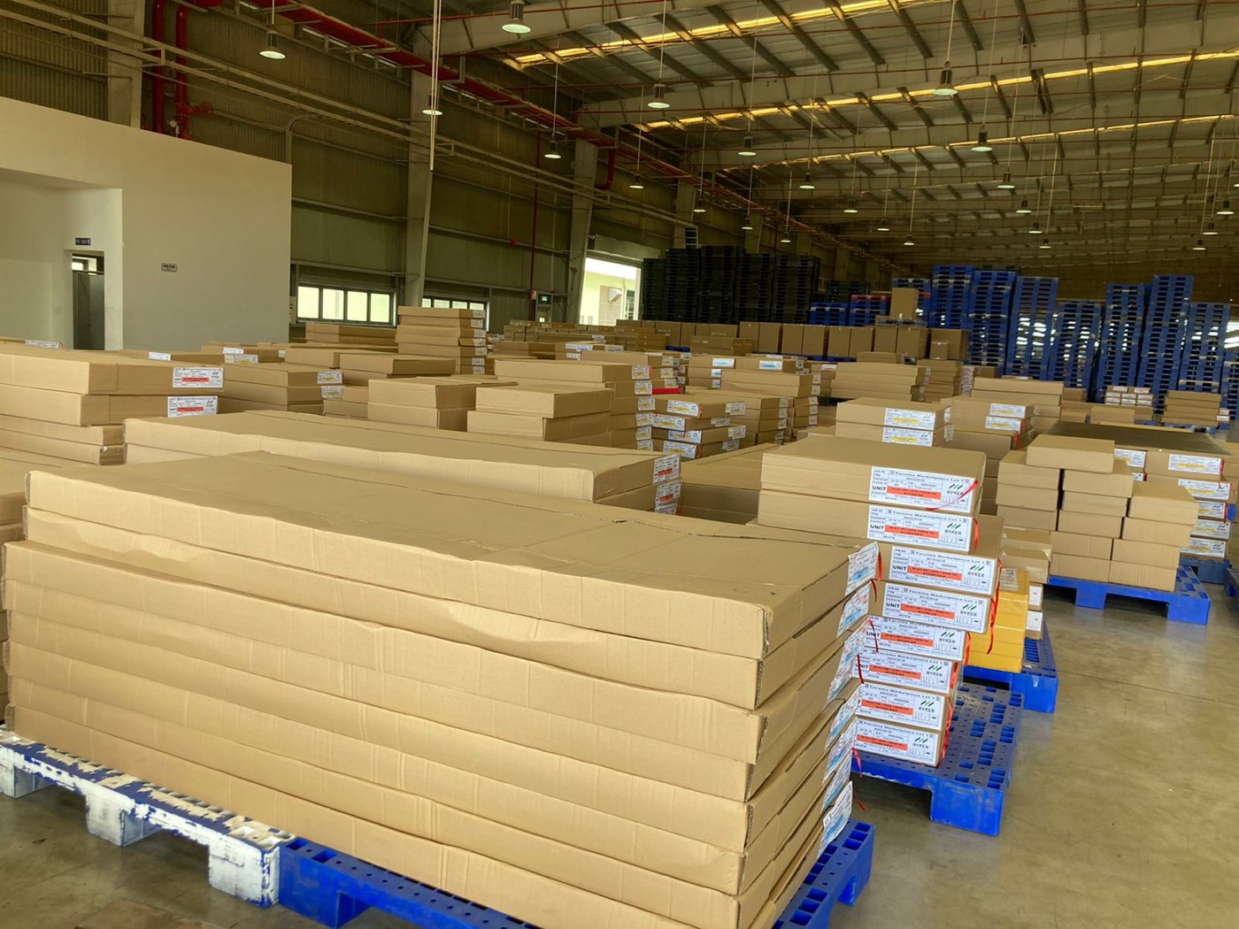 Packed and palletised cabinets